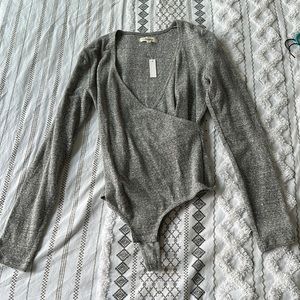 NWT Madewell Thong Wrap Bodysuit Gray, Size M